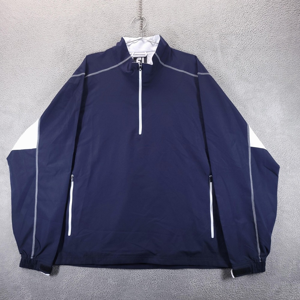 FootJoy Jacket Mens 2XL Blue Sport Windshirt 1/2 Zip Windbreaker Golf Pullover